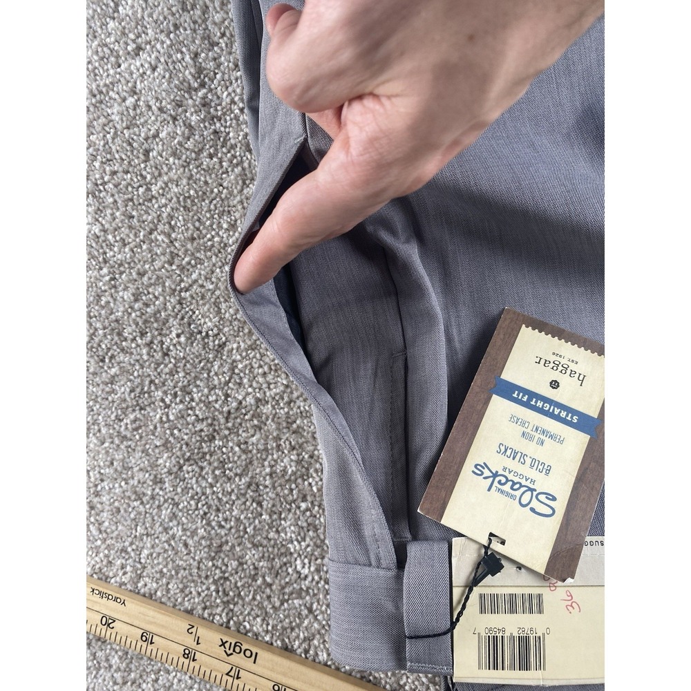 Haggar Heather Atria Grey Men 42x30 Eclo Slacks Non Iron Straight Fit Flat Front - Picture 9 of 11